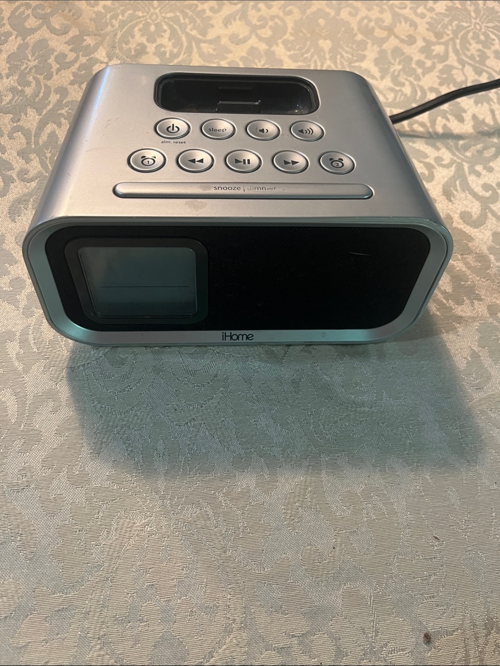 iHome Silver Bedside Clock Speaker with Dock and Controls